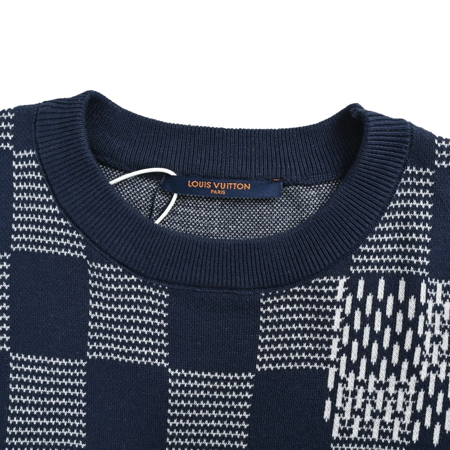 Louis Vuitton/Louis Vuitton 26ss checkerboard pattern jacquard knitted short sleeves